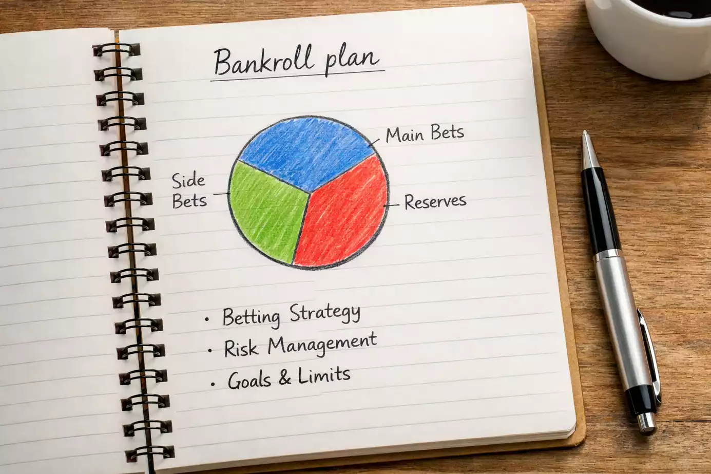 Organized financial planning notebook with simple charts