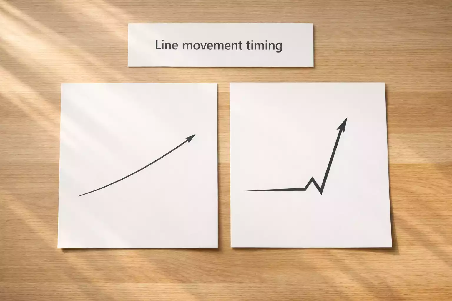 Clock and trending line chart representing betting timing