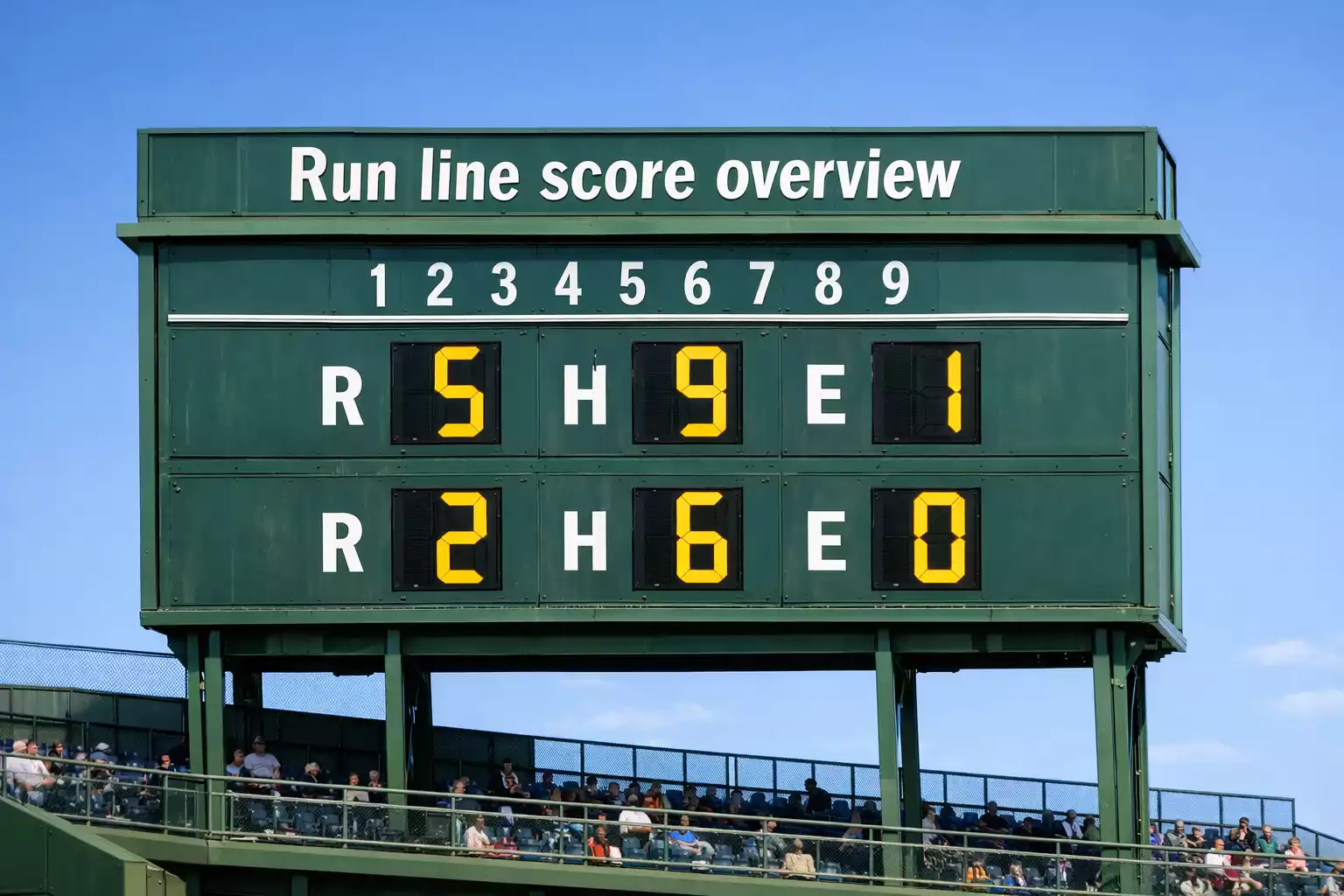 Baseball scoreboard showing run differential