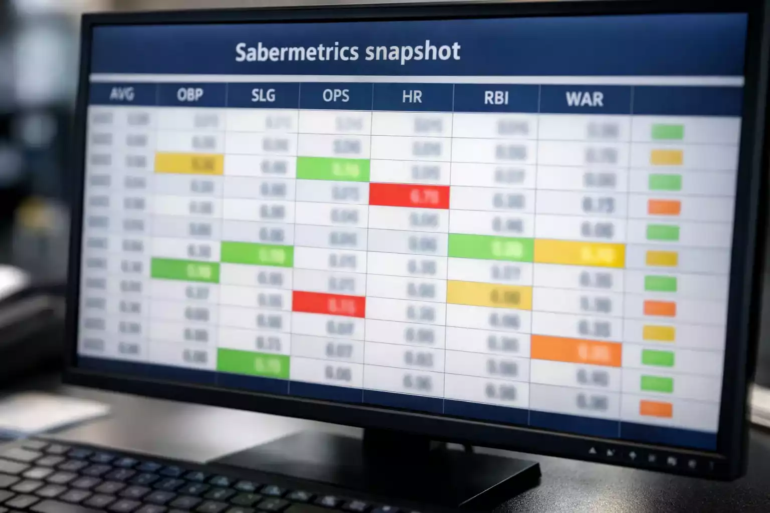 Baseball statistics spreadsheet with advanced metrics