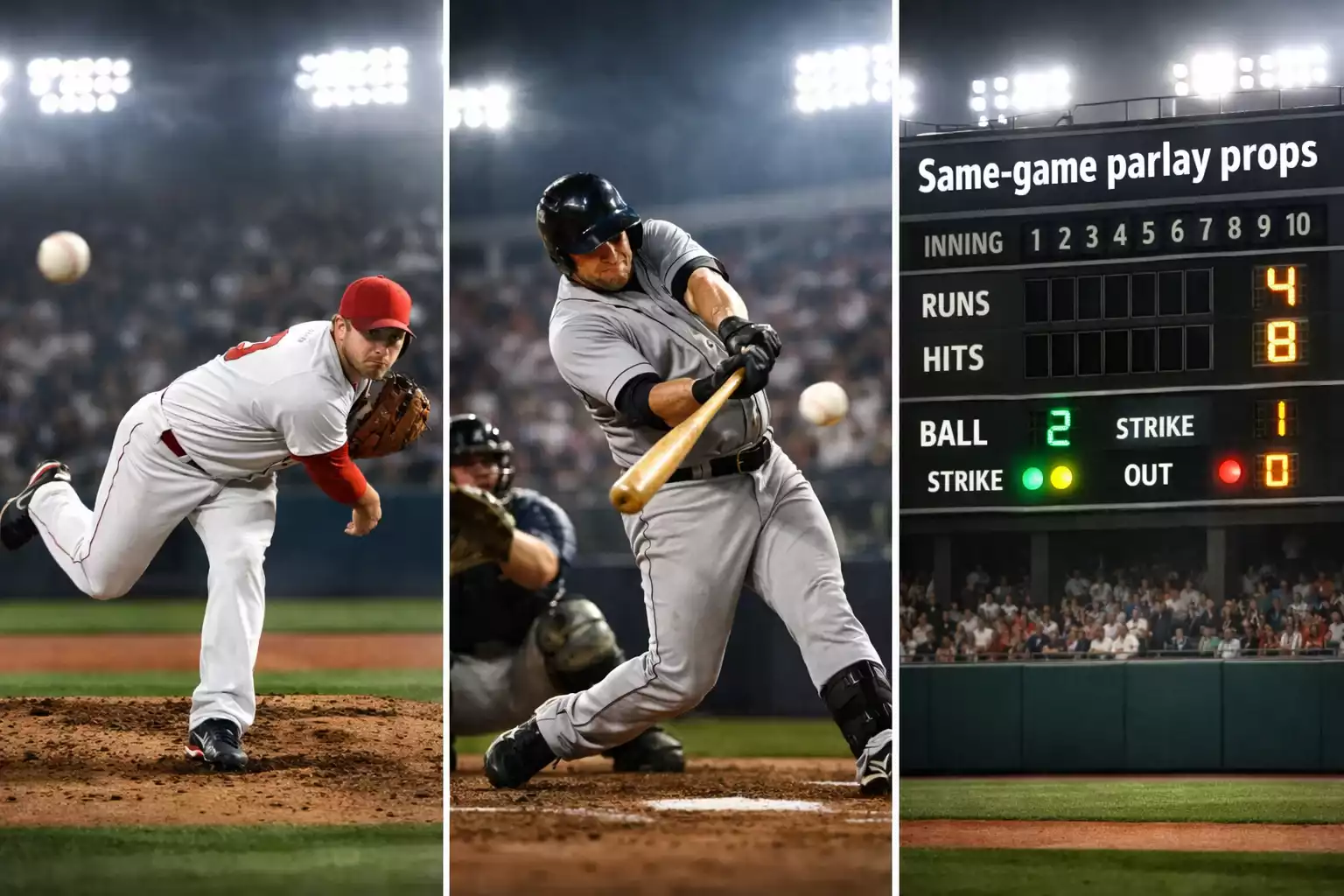Multiple baseball game elements combined in single view